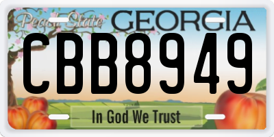 GA license plate CBB8949