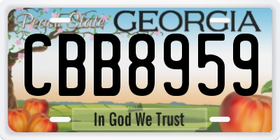 GA license plate CBB8959