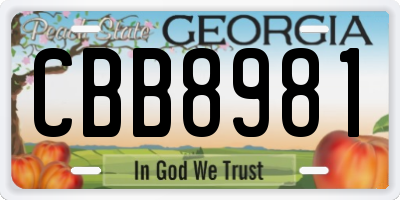 GA license plate CBB8981