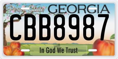 GA license plate CBB8987