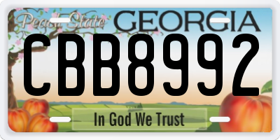 GA license plate CBB8992