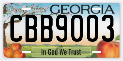 GA license plate CBB9003