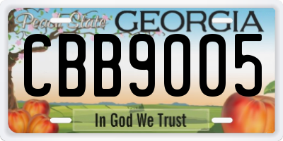 GA license plate CBB9005