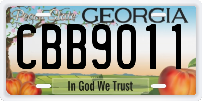 GA license plate CBB9011