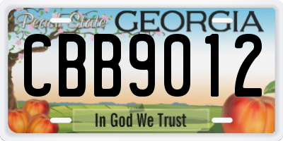 GA license plate CBB9012
