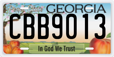 GA license plate CBB9013