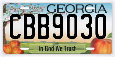 GA license plate CBB9030