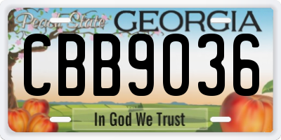 GA license plate CBB9036