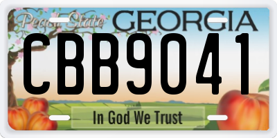 GA license plate CBB9041