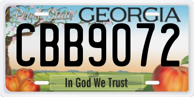GA license plate CBB9072