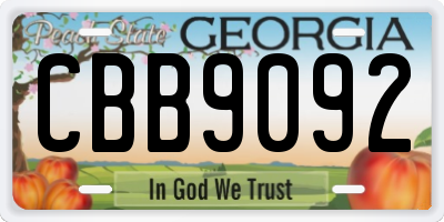 GA license plate CBB9092