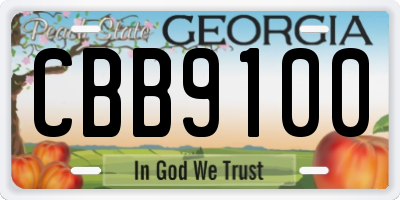 GA license plate CBB9100