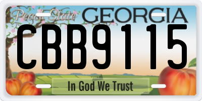 GA license plate CBB9115