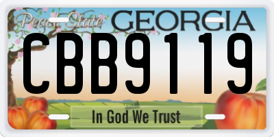 GA license plate CBB9119