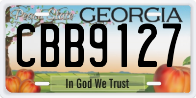 GA license plate CBB9127