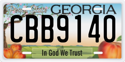 GA license plate CBB9140