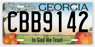 GA license plate CBB9142