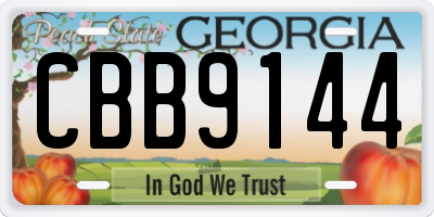 GA license plate CBB9144