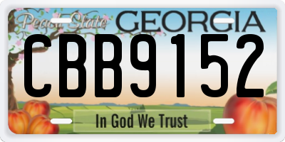 GA license plate CBB9152