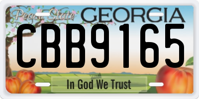 GA license plate CBB9165