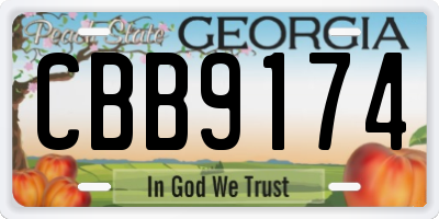 GA license plate CBB9174