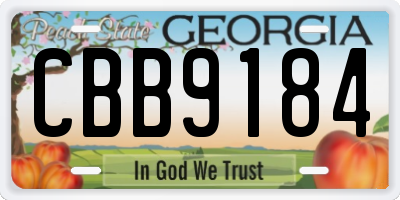 GA license plate CBB9184