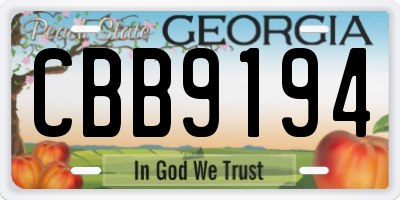 GA license plate CBB9194