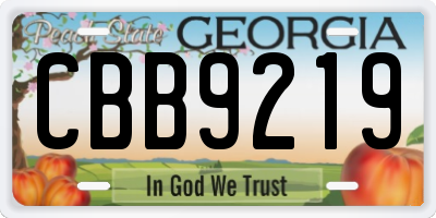 GA license plate CBB9219