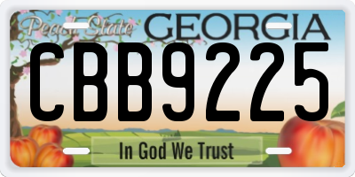 GA license plate CBB9225