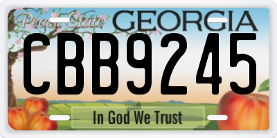 GA license plate CBB9245