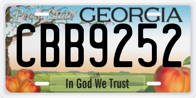 GA license plate CBB9252