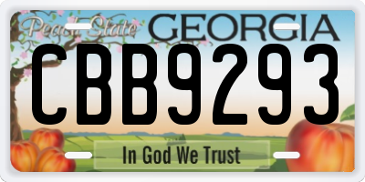 GA license plate CBB9293