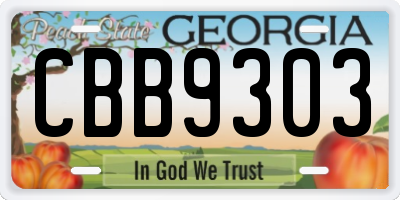 GA license plate CBB9303