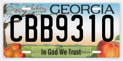 GA license plate CBB9310