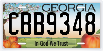 GA license plate CBB9348