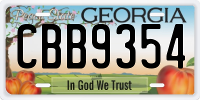 GA license plate CBB9354