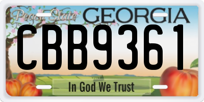 GA license plate CBB9361