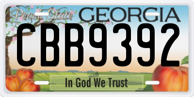 GA license plate CBB9392