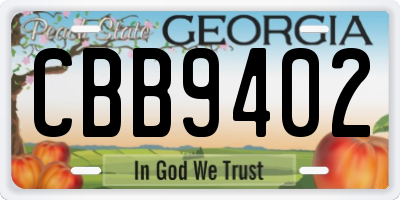 GA license plate CBB9402