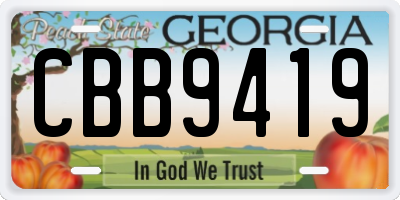 GA license plate CBB9419