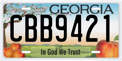 GA license plate CBB9421