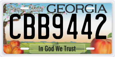 GA license plate CBB9442
