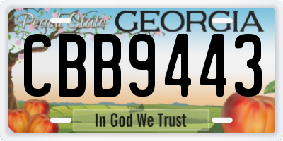 GA license plate CBB9443