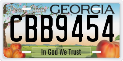 GA license plate CBB9454