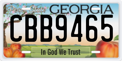 GA license plate CBB9465