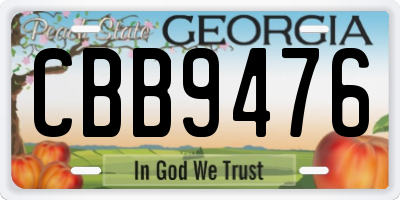 GA license plate CBB9476