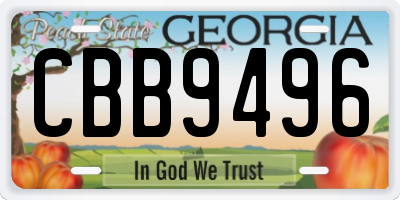 GA license plate CBB9496