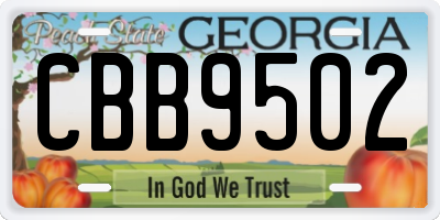 GA license plate CBB9502