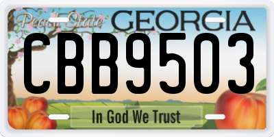 GA license plate CBB9503
