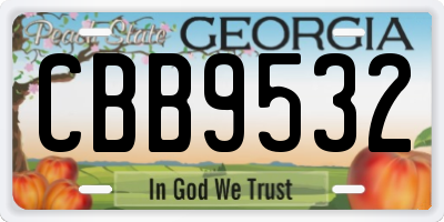 GA license plate CBB9532
